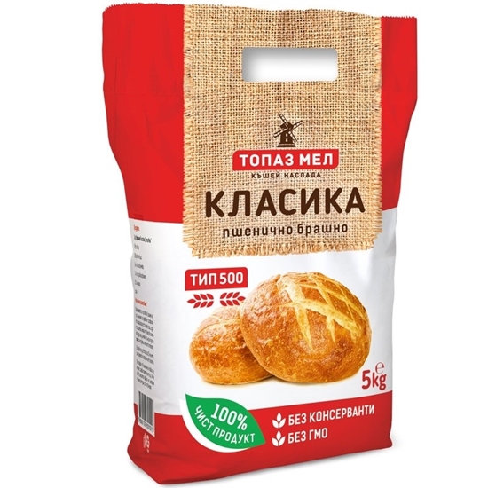 Снимка на БРАШНО ТИП 500 ТОПАЗ МЕЛ 5КГ.  - ЦЕНА ЗА БР.