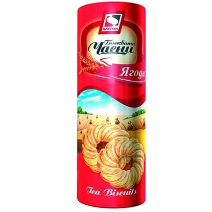 Снимка на ЧАЕНИ БИСКВИТИ КРИСТАЛ 150ГР.*35БР. ЯГОДА