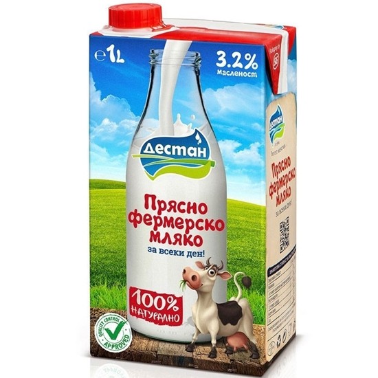 Снимка на ПРЯСНО ФЕРМЕРСКО МЛЯКО 3.2% ДЕСТАН *12БР.