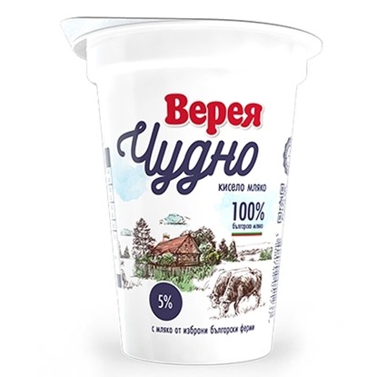 Снимка на КИСЕЛО МЛЯКО 5% ВЕРЕЯ ЧУДНО 400ГР.*12БР.