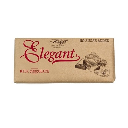 Снимка на МЛЕЧЕН ШОКОЛАД БЕЗ ЗАХАР ELEGANT 50ГР.*10БР./ПРЕВОДИ/