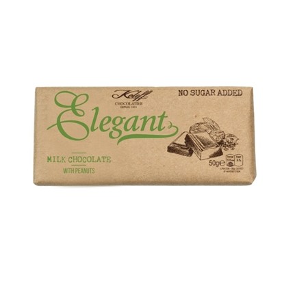 Снимка на МЛЕЧЕН ШОКОЛАД БЕЗ ЗАХАР С ФЪСТЪЦИ ELEGANT 50ГР.*10БР./ПРЕВОДИ/