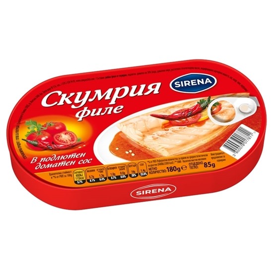 Снимка на СКУМРИЯ СИРЕНА ФИЛЕ В ПОДЛЮТ.ДОМ.СОС 180ГР.*10БР.КОМПАС