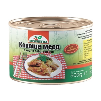 Снимка на КОКОШЕ МЕСО В СОБСТВЕН СОС 500ГР.*8БР. ИВЕРТА /ПРЕВОДИ/