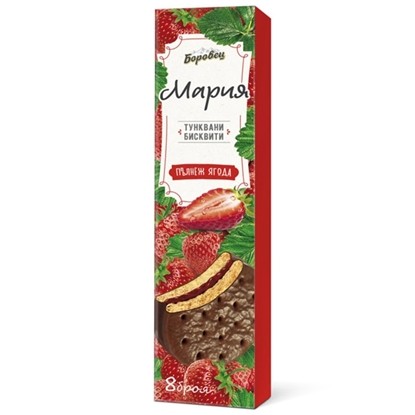 Снимка на БИСКВИТИ МАРИЯ ЯГОДА 200.ГР.*24БР. БОРОВЕЦ