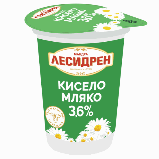 Снимка на КРАВЕ КИСЕЛО МЛЯКО 3,6% ЛЕСИДРЕН 400ГР.*12БР./ПРЕВОДИ/