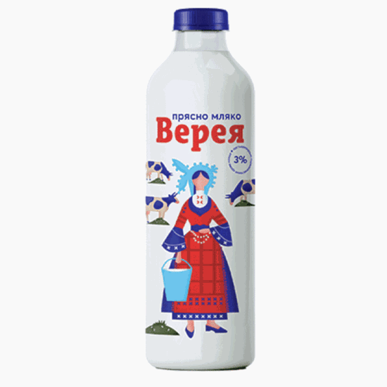 Снимка на ПРЯСНО МЛЯКО 3% ВЕРЕЯ 1Л.*12БР. БУТИЛКА