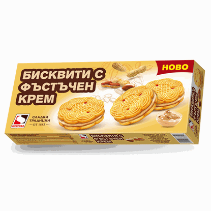 Снимка на БИСКВИТИ С ФЪСТЪЧЕН КРЕМ 160ГР.*24БР. КРИСТАЛ