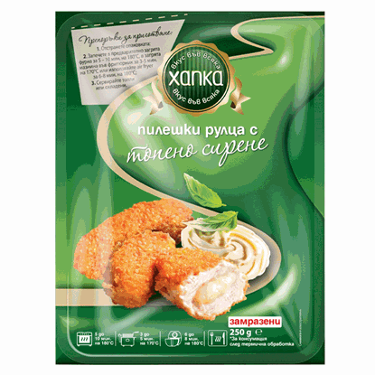 Снимка на ПИЛЕШКИ РУЛЦА С ТОПЕНО СИРЕНЕ /ЗАМРАЗЕНИ/ 250ГР.*16БР. ПИКАНТ