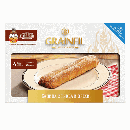 Снимка на БАНИЦА С ТИКВА И ОРЕХИ 4БР.КУТИЯ.*10БР.GRAINFIL ФИН ФУУД-ЦЕНА ЗА КУТИЯ