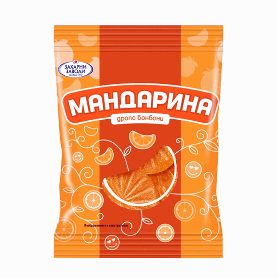 Снимка на БОНБОНИ ДРОПС МАНДАРИНА 90ГР.*50БР. ЗАХАРНИ ЗАВОДИ