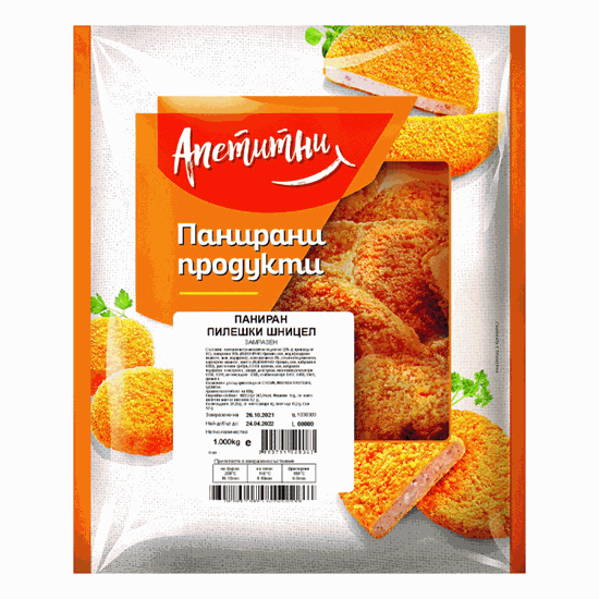 Снимка на ПАНИРАН ПИЛЕШКИ ШНИЦЕЛ  1КГ.*6БР. АПЕТИТО САМИ-М-ЦЕНА ЗА ПАКЕТ