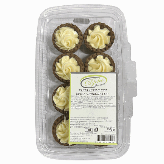 Picture of ТАРТАЛЕТИ С БЯЛ КРЕМ "ШОКОЛЕТА" 250ГР.*20БР. ДЖЕКО